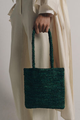 BOLSO MINI SHOPPER RAFIA / Verde - Zara фото 3