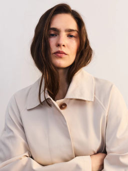 Плащ с кожаным воротником и ремнем ZR2604102217-60 / Zarina  фото 3