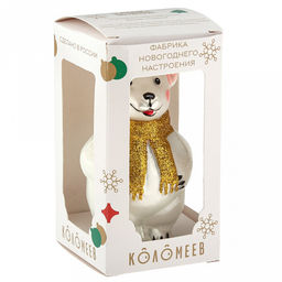 Елочная игрушка фигурка стеклянная Мишутка в шарфе h9см, золотой, ручная художественная роспись, подарочная упаковка (Россия) - Домашняя мода фото 6