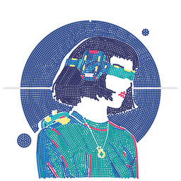 Кристальная (алмазная) мозаика ФРЕЯ ALBP-301 постер Кибер девушка 30 х 30 см