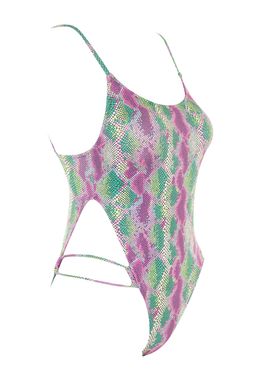 Hayvan Desenli Yuvarlak Yaka Biyeli High Leg Mayo TBESS23MA00118