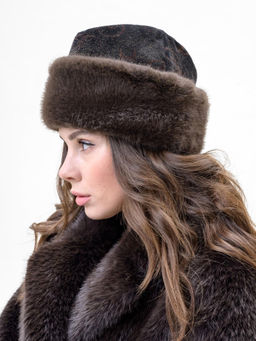 П26-34 Пилотка вельветовая с мехом "норка"
