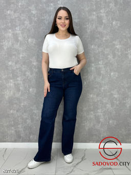 Джинсы широкие сзади на резинке