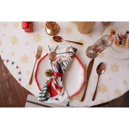 Скатерть новогодняя Этель Новогодняя ярмарка d=220 +/- 3см с ГМВО, 100% хлопок, саржа 190 гр/м2  фото 4