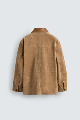 CHAQUETA PIEL SERRAJE CUELLO COMBINADO / Tostado - Zara фото 8