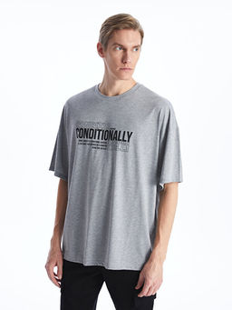 Bisiklet Yaka K?sa Kollu Bask?l? Penye Erkek Ti??rt