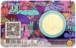Монета 2 1/2 евро 2025 года Бельгия Уличное искусство в Бельгии (Надписи на лицевой стороне блистера на немецком и французском)
