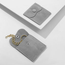 Цена за 10 шт. Конверт для украшений бархатный, 7×7 см, фасовка 10 шт., тёмно-серый