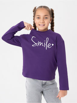Лонгслив детский Смайл фиолет - София фото 3