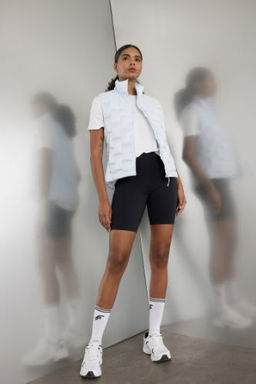 DefactoFit Siyah Yuksek Bel Beli Saran Biker Esnek K?sa Basic Sporcu Tayt