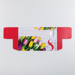 Цена за 5 шт. Коробка для макарун, кондитерская упаковка 8 марта, 5.5?18?5.5 см