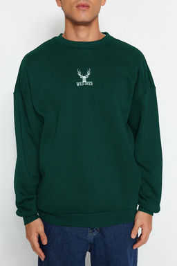 TRENDYOL MAN Siyah Oversize/Genis Kesim Uzun Kol Hayvan Nak?sl? Sweatshirt TMNAW24SW00169 - Trendyolmilla фото 4