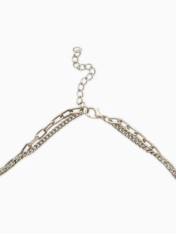 Колье "Жемчуг" борокко, цепь, удлиненное, 2 яруса, цвет белый в серебре