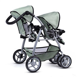 Коляска для кукол (для двойни)металлическая,прогулочная,с тентом,с корзиной,в пакете