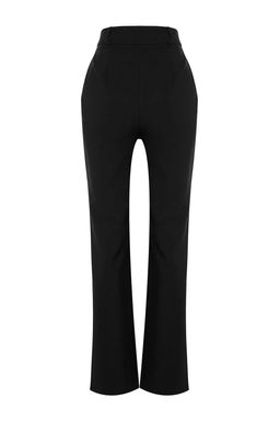Siyah Wide Leg/Genis Paca Pileli Dokuma Kumas Pantolon TWOSS21PL0155
