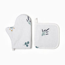 Набор кухонный Этель Полевые цветочки: варежка 20?27 см, прихватка 19?19 см, рогожка 176 г/м?, 100% хлопок