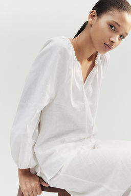 Blusa popover en mezcla de lino - H&m фото 2
