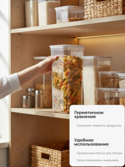 Банка 2,2л для сыпучих CUBBO SCANDI белый - Полимербыт фото 5