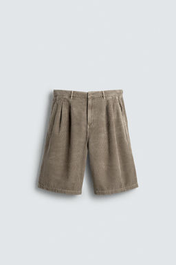 LIMITED EDITION WIDE-LEG CORDUROY BERMUDA SHORTS - Zara фото 13