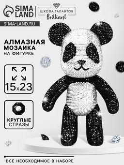 Алмазная мозаика на фигурке с полным заполнением Мишка стразами, панда