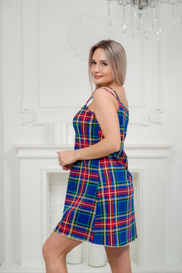 Ночная сорочка из кулирки Оливия синяя клетка - Амадэль фото 6