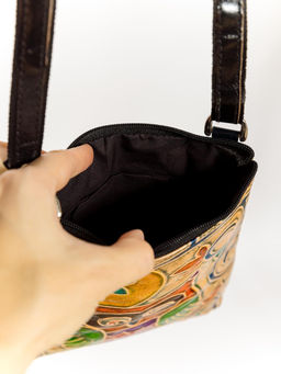 Сумка натуральная кожа ручной принтСова №1844/7 - Ганг фото 4