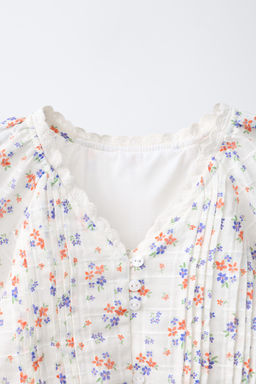 BLUSA FLORES PUNTILLA / Crudo / Rojo - Zara фото 3