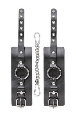 Наручники Pecado BDSM, из толстой кожи с люверсами, натуральная кожа, чёрные