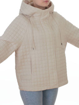 8039 LT. BEIGE Куртка стеганная демисезонная женская (100 гр. холлофайбер) - Фабричный китай фото 2