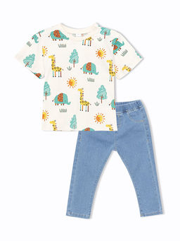 Bisiklet Yaka K?sa Kollu Erkek Bebek Ti??rt ve Pantolon 2li Tak?m