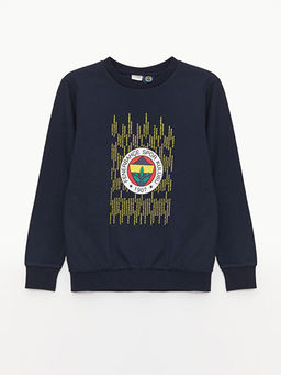 Bisiklet Yaka Fenerbah?e Bask?l? Uzun Kollu Erkek ?ocuk Sweatshirt