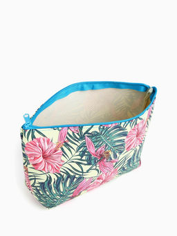 Косметичка на молнии простая, с рисунком, жёлтая/разноцветная