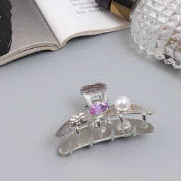 Цена за 6 шт. Крабик для волос «Либерти галант», дуга, 6 см, серебро