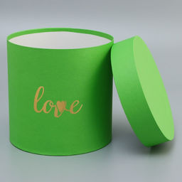 Коробка подарочная, круглая, с тиснением Love, салатовая,18?18?18 см - UPAK LAND фото 2