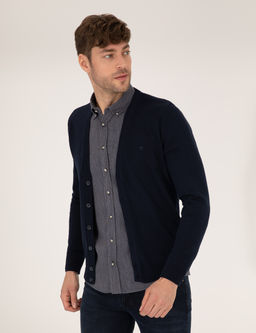 Lacivert Slim Fit Basic D__meli Triko H_rka