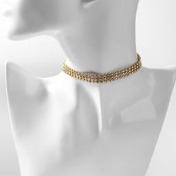 Чокер Сетка со стразами, узкий, цвет белый в золоте, 32 см