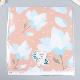 Цена за 5 шт. Бумага для скрапбукинга «Нежно-голубые цветы», плотность 180 г, 30.5×32 см