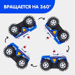 Джип-перевёртыш Полиция, работает от батареек, цвет синий - Автоград фото 3