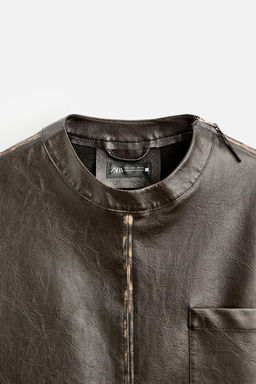 FADED LEATHER EFFECT OVERSHIRT - Zara фото 8