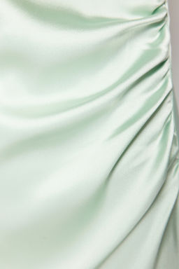 Yesil Kruvaze Yaka Saten Midi Dokuma Elbise TWOSS24EL00066 - Trendyolmilla фото 5