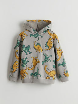 Kap??onlu Bask?l? Erkek ?ocuk Sweatshirt