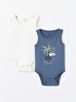 Bisiklet Yaka Bask?l? Erkek Bebek ??t??tl? Body 2li