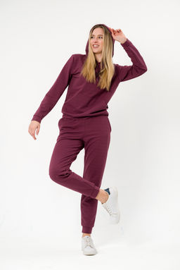 Костюм женский из худи и брюк из футера Кроссфит-2 брусника