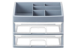 Органайзер для косметики 2 ящика 25,8*17,8*20 см серо-синий/прозрачный (модель 330249) - Elan gallery фото 5