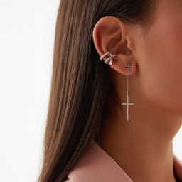 Серебряные серьги-кресты с фианитами