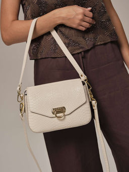 Женская сумка кросс-боди Azaro 3684 бежевый лен/питон