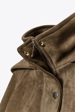 HOODED FAUX SUEDE JACKET - Zara фото 9