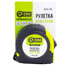 Рулетка PLUS 10 м х 25мм, обрезиненный корпус ON 05-01-105  фото 2