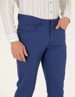 _ndigo Slim Fit Keten Kar___ml_ Kanvas Pantolon