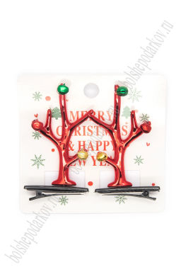 Новогодние заколки Рожки (1 пара) SF-7562, красный №12 - Больше подарков фото 2